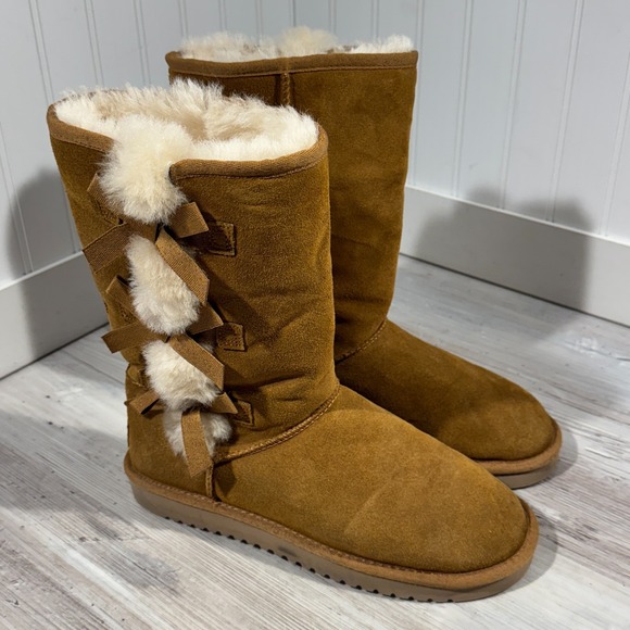 UGG Koolaburra Victoria Tall Womens Size 8 Chestnut Slip On Winter Boots - EUC - Picture 1 of 9